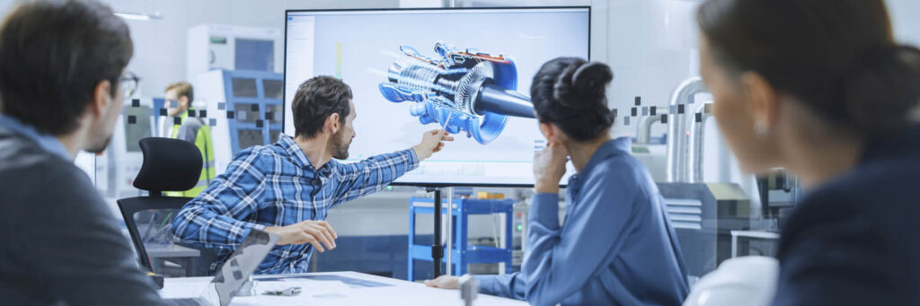 Planungsteam aus männlichen und weibliichen Ingenieuren bei der Fehleranalyse #3